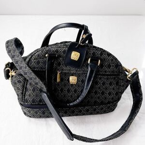 Vintage Pegasus Canvas Dome Top Diamond Pattern Train Case Cabin Bag